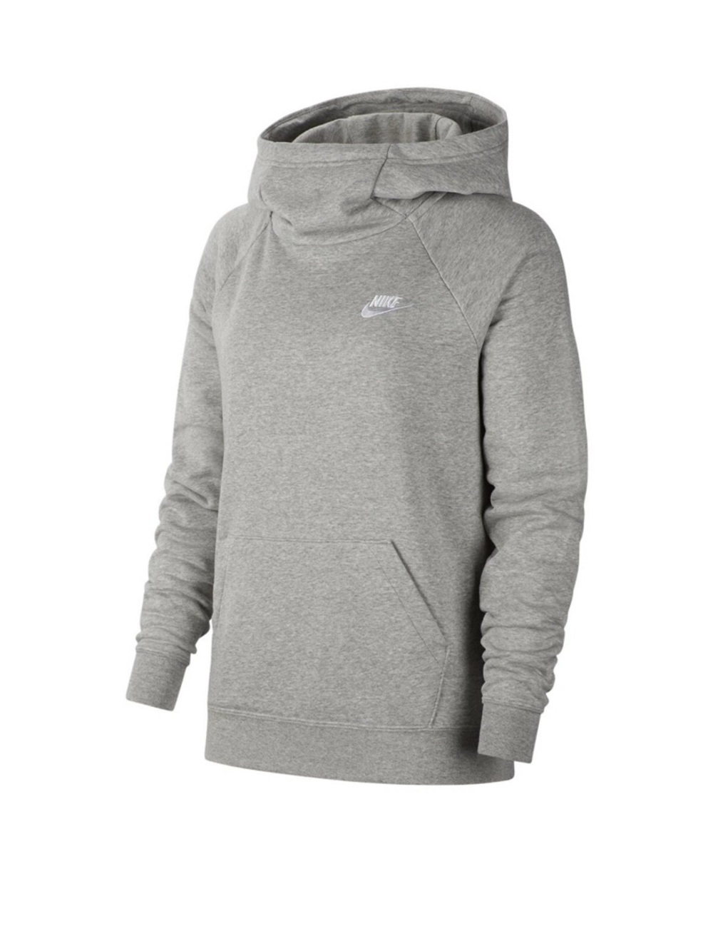 Nike Women's Light Grey Funnel Neck Pullover Hoodie